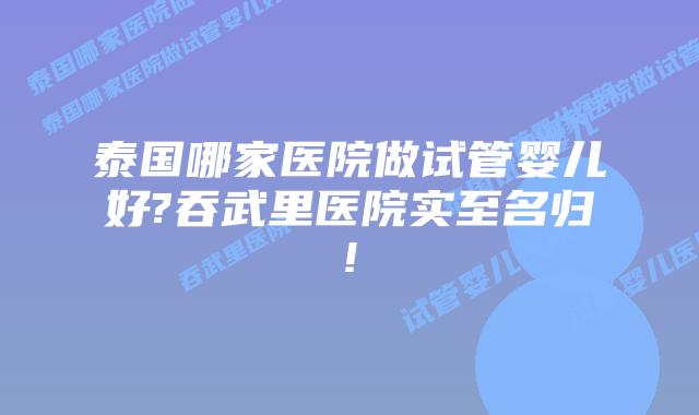 泰国哪家医院做试管婴儿好?吞武里医院实至名归!