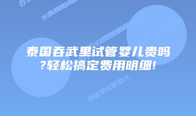 泰国吞武里试管婴儿贵吗?轻松搞定费用明细!