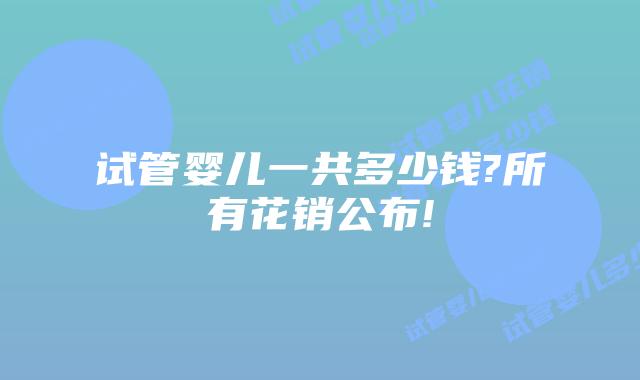 试管婴儿一共多少钱?所有花销公布!