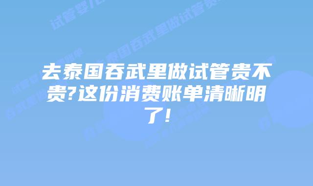 去泰国吞武里做试管贵不贵?这份消费账单清晰明了!