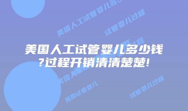 美国人工试管婴儿多少钱?过程开销清清楚楚!