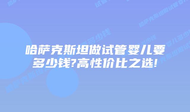 哈萨克斯坦做试管婴儿要多少钱?高性价比之选!
