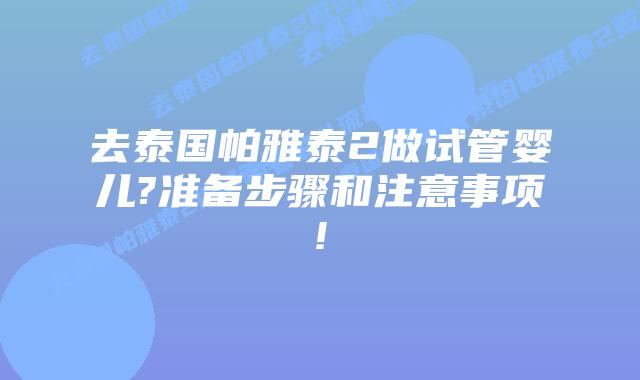 去泰国帕雅泰2做试管婴儿?准备步骤和注意事项!