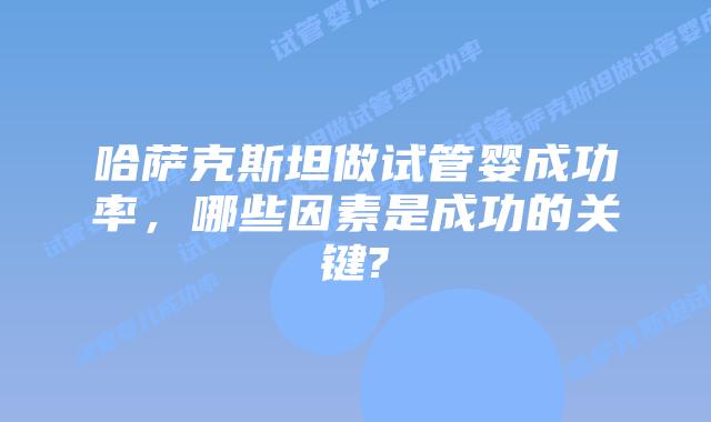 哈萨克斯坦做试管婴成功率,哪些因素是成功的关键?