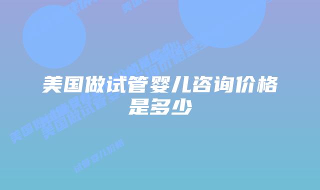 美国做试管婴儿咨询价格是多少