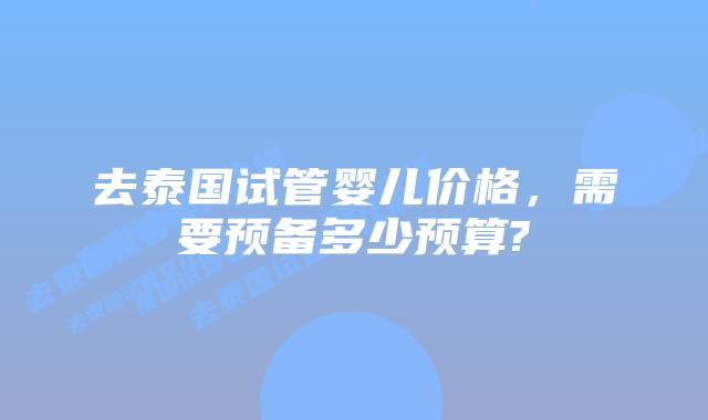 去泰国试管婴儿价格，需要预备多少预算?