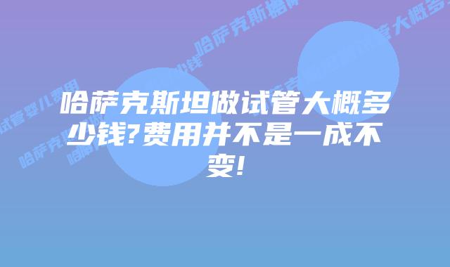 哈萨克斯坦做试管大概多少钱?费用并不是一成不变!