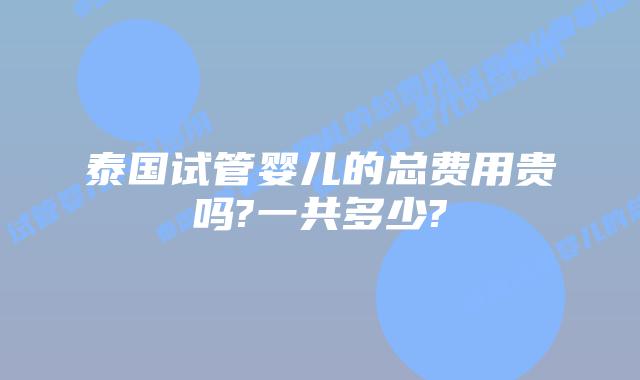 泰国试管婴儿的总费用贵吗?一共多少?