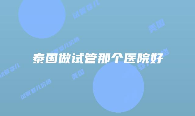 泰国做试管那个医院好