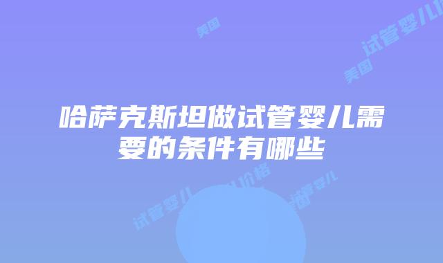 哈萨克斯坦做试管婴儿需要的条件有哪些