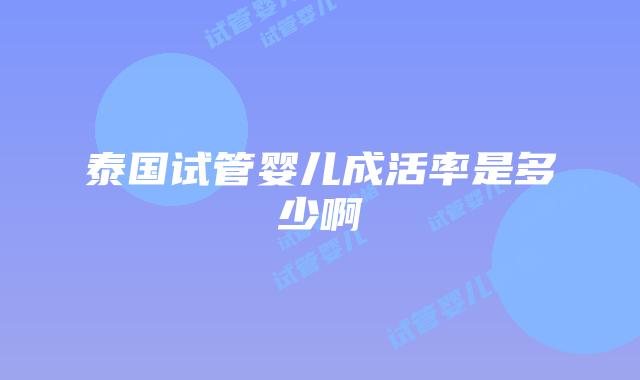 泰国试管婴儿成活率是多少啊