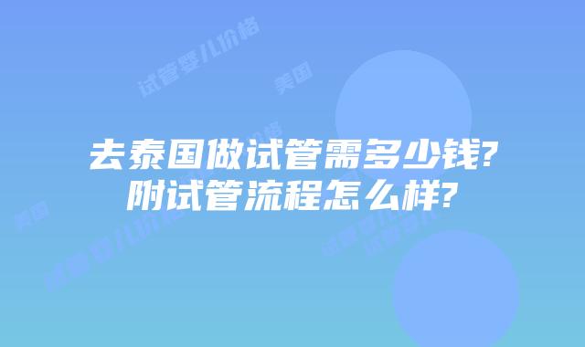 去泰国做试管需多少钱?附试管流程怎么样?