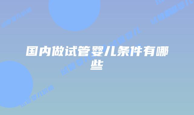 国内做试管婴儿条件有哪些