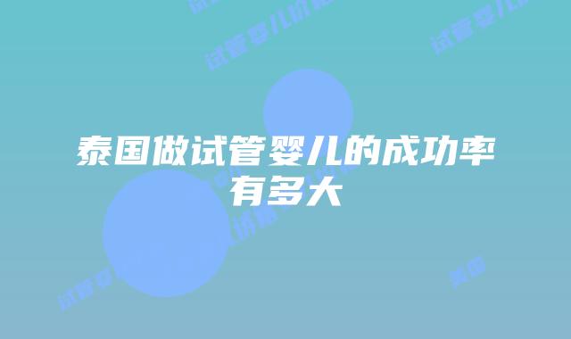 泰国做试管婴儿的成功率有多大