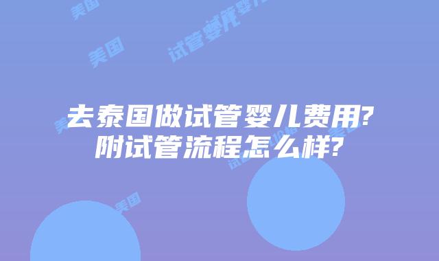 去泰国做试管婴儿费用?附试管流程怎么样?