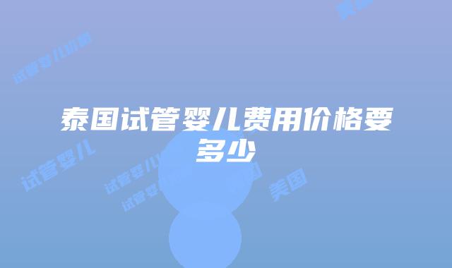 泰国试管婴儿费用价格要多少