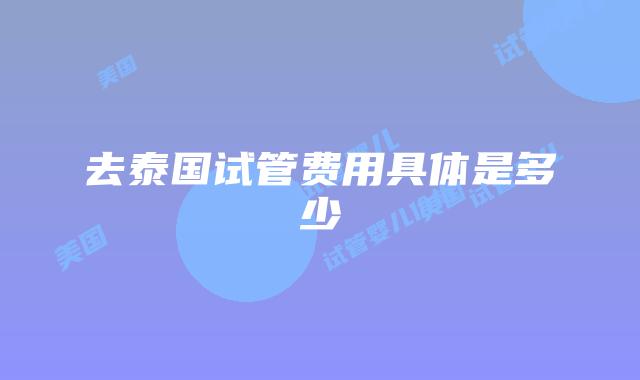 去泰国试管费用具体是多少