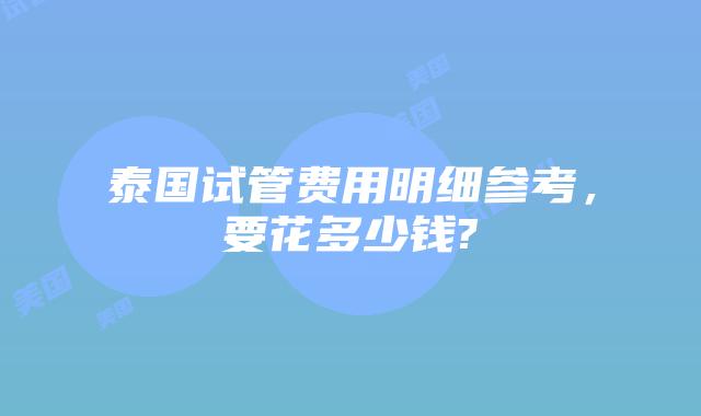 泰国试管费用明细参考，要花多少钱?