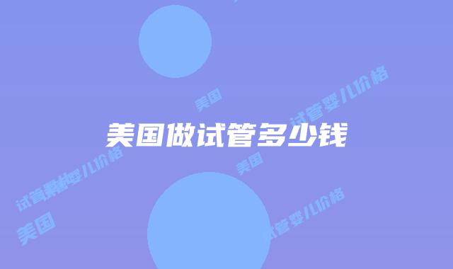 美国做试管多少钱