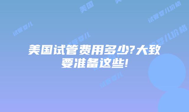 美国试管费用多少?大致要准备这些!
