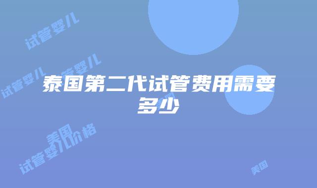 泰国第二代试管费用需要多少