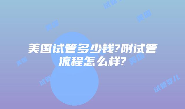 美国试管多少钱?附试管流程怎么样?