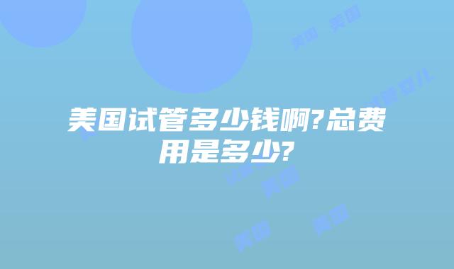美国试管多少钱啊?总费用是多少?