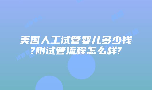 美国人工试管婴儿多少钱?附试管流程怎么样?
