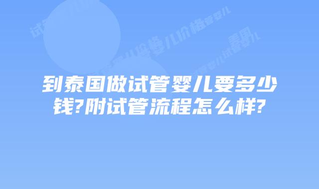 到泰国做试管婴儿要多少钱?附试管流程怎么样?