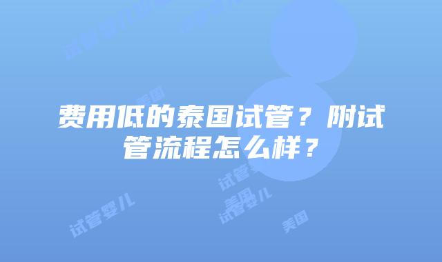 费用低的泰国试管?附试管流程怎么样?