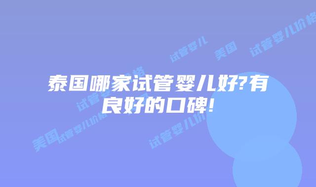 泰国哪家试管婴儿好?有良好的口碑!