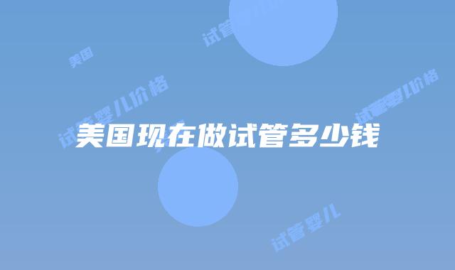 美国现在做试管多少钱