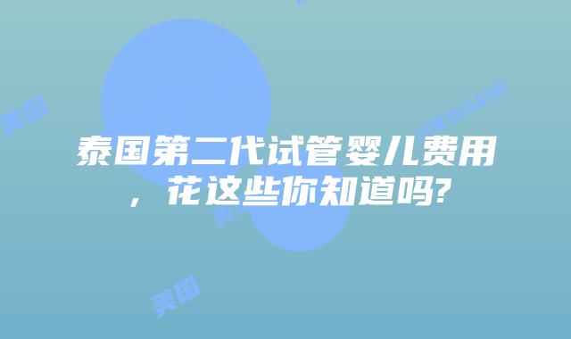 泰国第二代试管婴儿费用，花这些你知道吗?