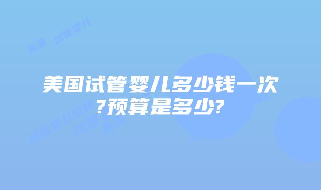 美国试管婴儿多少钱一次?预算是多少?