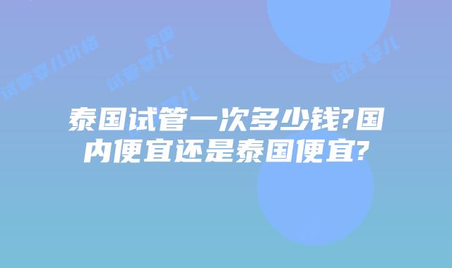泰国试管一次多少钱?国内便宜还是泰国便宜?