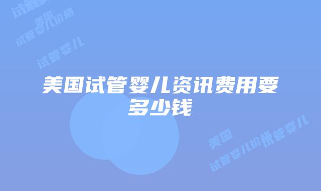 美国试管婴儿资讯费用要多少钱