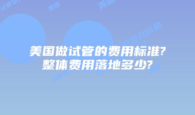 美国做试管的费用标准?整体费用落地多少?