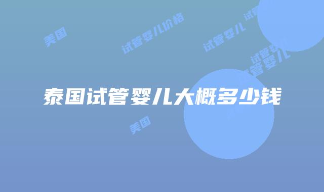泰国试管婴儿大概多少钱