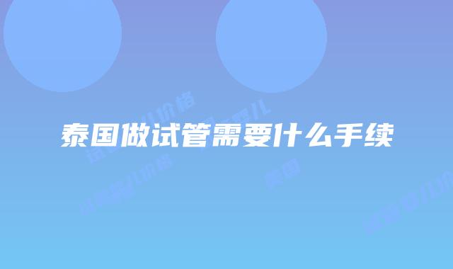 泰国做试管需要什么手续