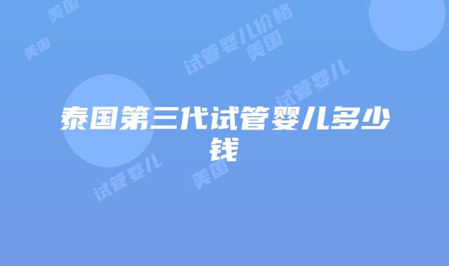 泰国第三代试管婴儿多少钱