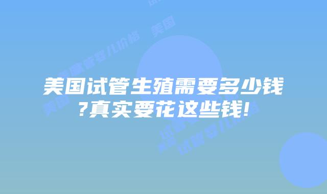 美国试管生殖需要多少钱?真实要花这些钱!