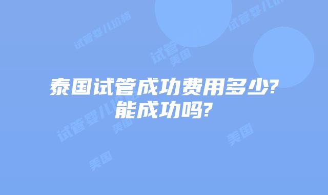 泰国试管成功费用多少?能成功吗?