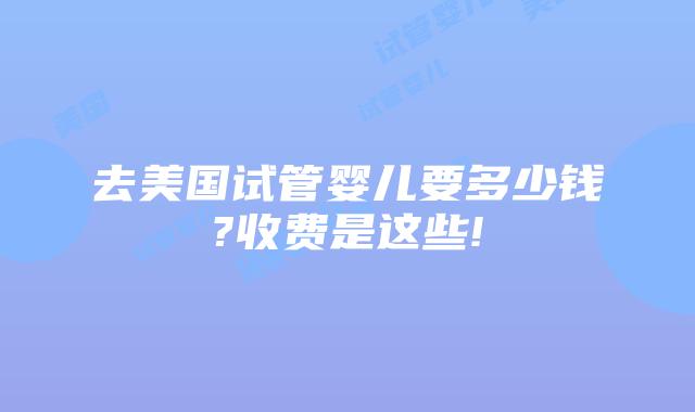 去美国试管婴儿要多少钱?收费是这些!