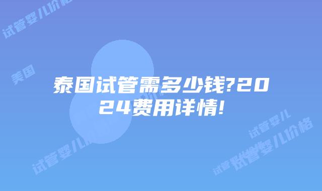 泰国试管需多少钱?2024费用详情!