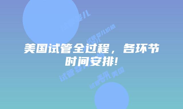 美国试管全过程,各环节时间安排!