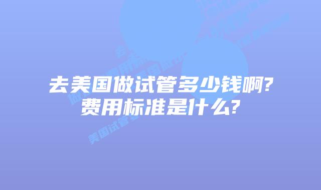 去美国做试管多少钱啊?费用标准是什么?