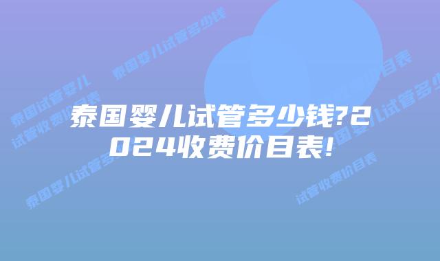 泰国婴儿试管多少钱?2024收费价目表!
