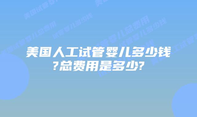 美国人工试管婴儿多少钱?总费用是多少?