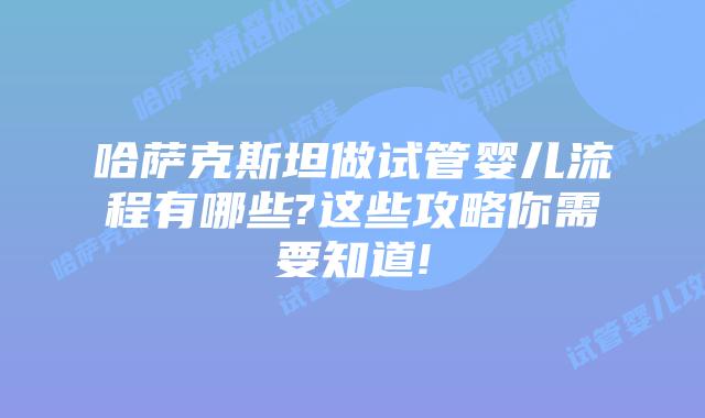哈萨克斯坦做试管婴儿流程有哪些?这些攻略你需要知道!