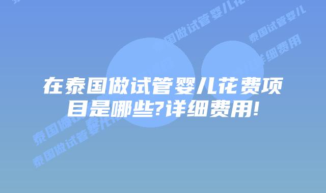 在泰国做试管婴儿花费项目是哪些?详细费用!